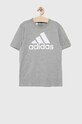 Детская хлопковая футболка adidas U BL HR6379 серый