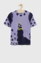 Παιδικό βαμβακερό μπλουζάκι Guess μωβ
