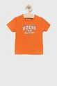 mandarinková Dětské bavlněné tričko Guess Chlapecký