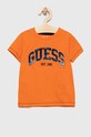 Guess t-shirt bawełniany dziecięcy wzorzyste pomarańczowy N3RI07.K8HM3.PPYX