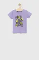 фіолетовий Дитяча бавовняна футболка Guess Для хлопчиків