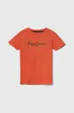 pomarańczowy Pepe Jeans t-shirt bawełniany dziecięcy PJL BJ Chłopięcy