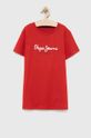 czerwony Pepe Jeans t-shirt bawełniany dziecięcy PJL BJ Chłopięcy