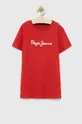 červená Detské bavlnené tričko Pepe Jeans PJL BJ Chlapčenský
