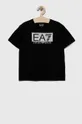 μαύρο Παιδικό βαμβακερό μπλουζάκι EA7 Emporio Armani Για αγόρια