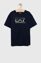 EA7 Emporio Armani gyerek pamut póló pamut sötétkék 3RBT58.BJ02Z