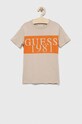 Guess t-shirt bawełniany dziecięcy nadruk beżowy L3GI07.K8HM0.PPYX