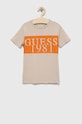 Guess t-shirt bawełniany dziecięcy nadruk beżowy L3GI07.K8HM0.PPYX