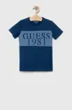 niebieski Guess t-shirt bawełniany dziecięcy Chłopięcy