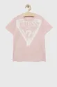 рожевий Дитяча бавовняна футболка Guess Для хлопчиків