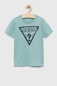 turkusowy Guess t-shirt bawełniany dziecięcy Chłopięcy