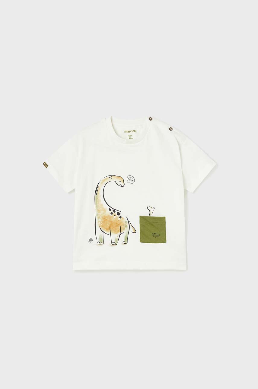 Mayoral t-shirt bawełniany niemowlęcy 1027.3L.BABY biały SS23