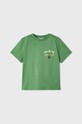 Mayoral t-shirt bawełniany dziecięcy zielony 3013.5E.MINI.B