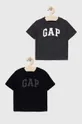 czarny GAP t-shirt bawełniany dziecięcy 2-pack Chłopięcy