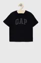 Παιδικό βαμβακερό μπλουζάκι GAP 2-pack μαύρο