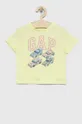 жёлтый Детская хлопковая футболка GAP Для мальчиков