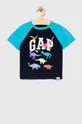 темно-синій Дитяча бавовняна футболка GAP Для хлопчиків