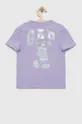 Otroška bombažna kratka majica GAP x Disney vijolična