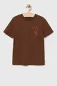 коричневый Детская хлопковая футболка GAP Для мальчиков