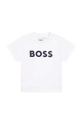 biały BOSS t-shirt bawełniany dziecięcy Chłopięcy