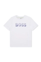 biały BOSS t-shirt bawełniany dziecięcy Chłopięcy