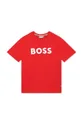 czerwony BOSS t-shirt bawełniany dziecięcy Chłopięcy