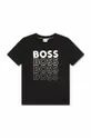 czarny BOSS t-shirt bawełniany dziecięcy Chłopięcy