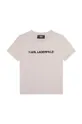 бежевый Детская хлопковая футболка Karl Lagerfeld Для мальчиков