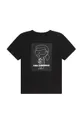 Παιδικό βαμβακερό μπλουζάκι Karl Lagerfeld μαύρο