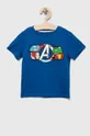 modra Otroška bombažna kratka majica zippy x Marvel Fantovski