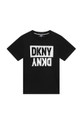 czarny Dkny t-shirt bawełniany dziecięcy Chłopięcy