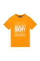 Παιδικό βαμβακερό μπλουζάκι DKNY πορτοκαλί