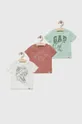 multicolor GAP t-shirt bawełniany dziecięcy 3-pack Chłopięcy
