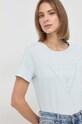 Βαμβακερό μπλουζάκι Guess μπλε W3RI19.I3Z14