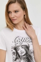 biały Guess t-shirt bawełniany