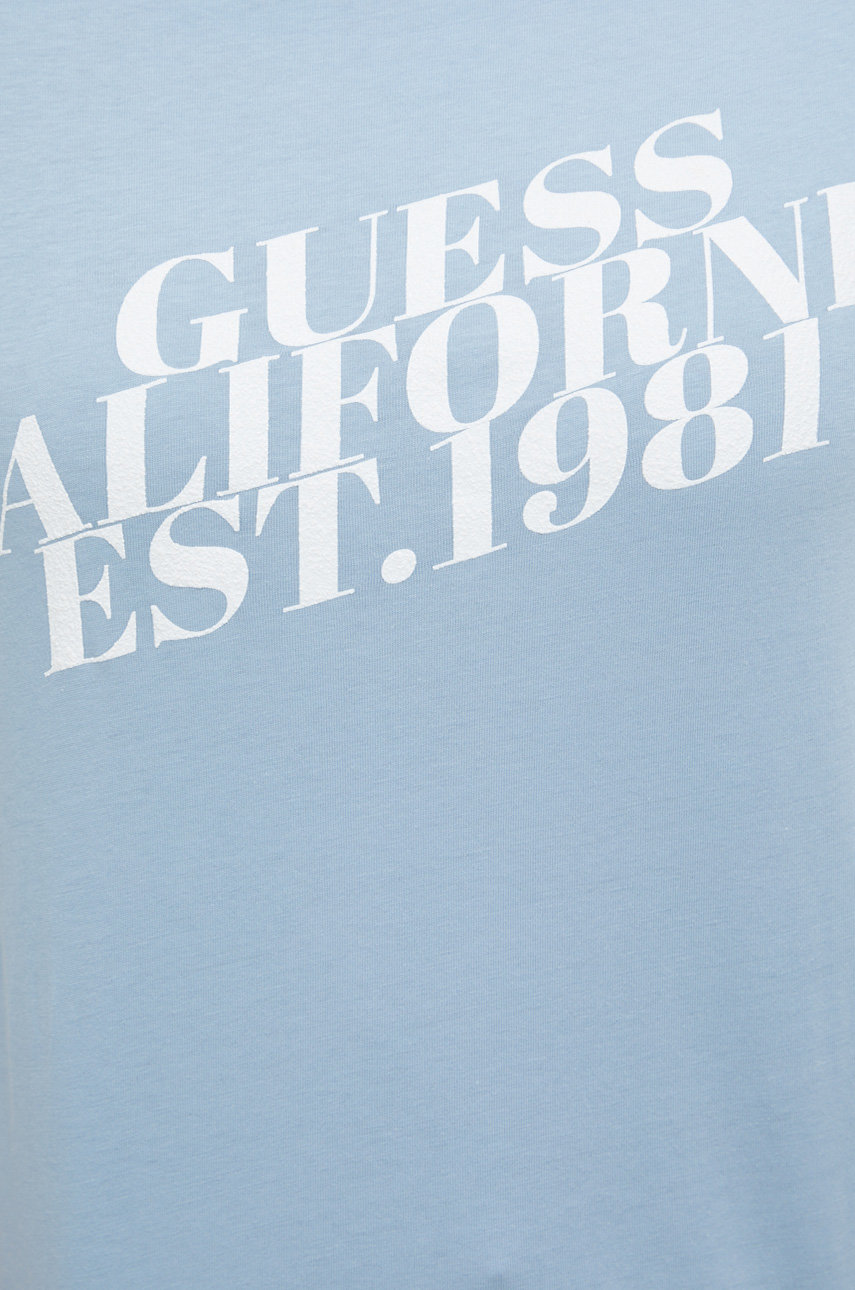 niebieski Guess t-shirt bawełniany