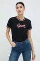 czarny Guess t-shirt bawełniany Damski