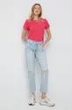 Βαμβακερό μπλουζάκι Tommy Hilfiger ροζ