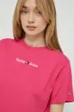 ružová Bavlnené tričko Tommy Jeans