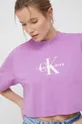 фиолетовой Хлопковая футболка Calvin Klein Jeans