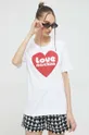 fehér Love Moschino pamut póló Női