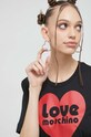 Love Moschino t-shirt bawełniany nadruk czarny W.4.F15.4A.M.4405