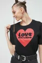 fekete Love Moschino pamut póló