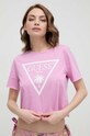 Бавовняна футболка Guess бавовна рожевий E02I01.JA914
