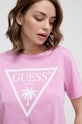 Bavlněné tričko Guess růžová E02I01.JA914