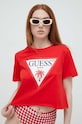Guess t-shirt bawełniany nadruk czerwony E02I01.JA914