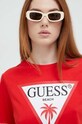 Guess t-shirt bawełniany czerwony E02I01.JA914