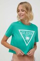 Odzież Guess t-shirt bawełniany E02I01.JA914 turkusowy