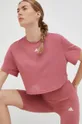 roza Kratka majica za jogo adidas Performance Studio Ženski