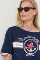 Guess t-shirt bawełniany granatowy W3GI19.JA914